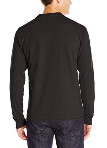Herren Langarm-Henleyshirt mit Rundhalsausschnitt und dekorativer Knopfleiste Shop Nory