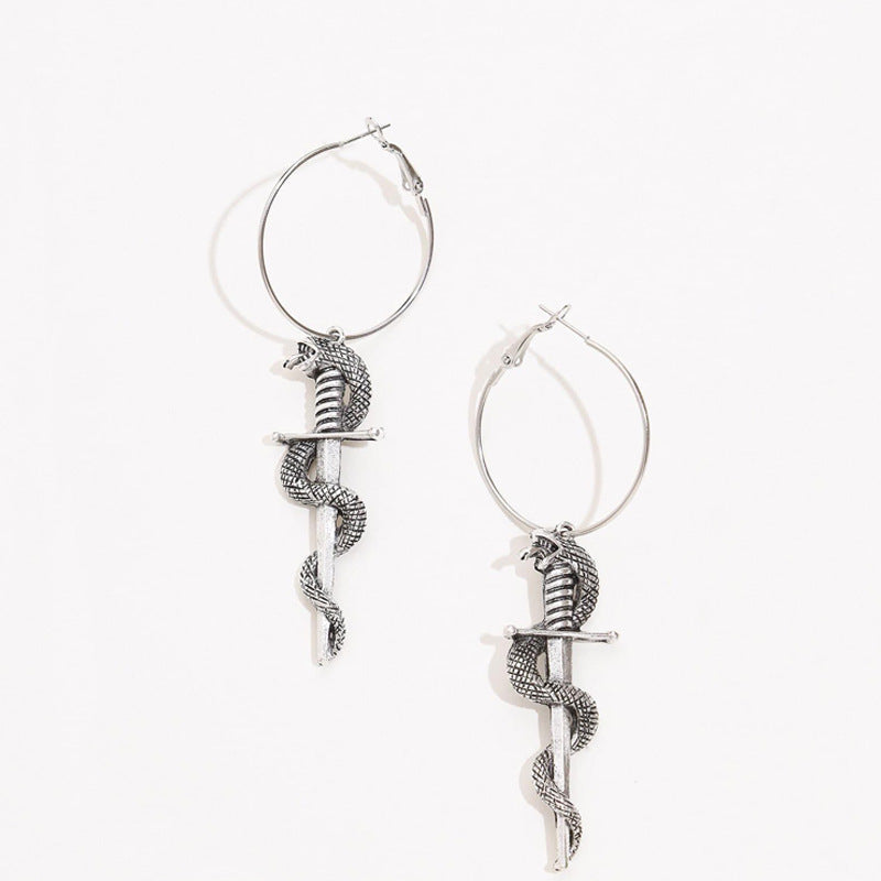 Schwertschlangenohringe | Mittelalterliche Ohrringe | Schlangenohrringe | Mittleres Jahrhundert Ohrringe | Cosplay Ohrringe | Punk Ohrringe | Komische Ohrringe | Shop Nory