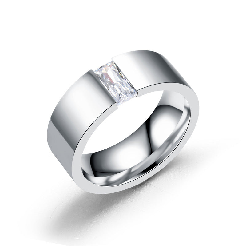 Herren Ring mit modernem, minimalistischen Design und funkelndem Stein Shop Nory