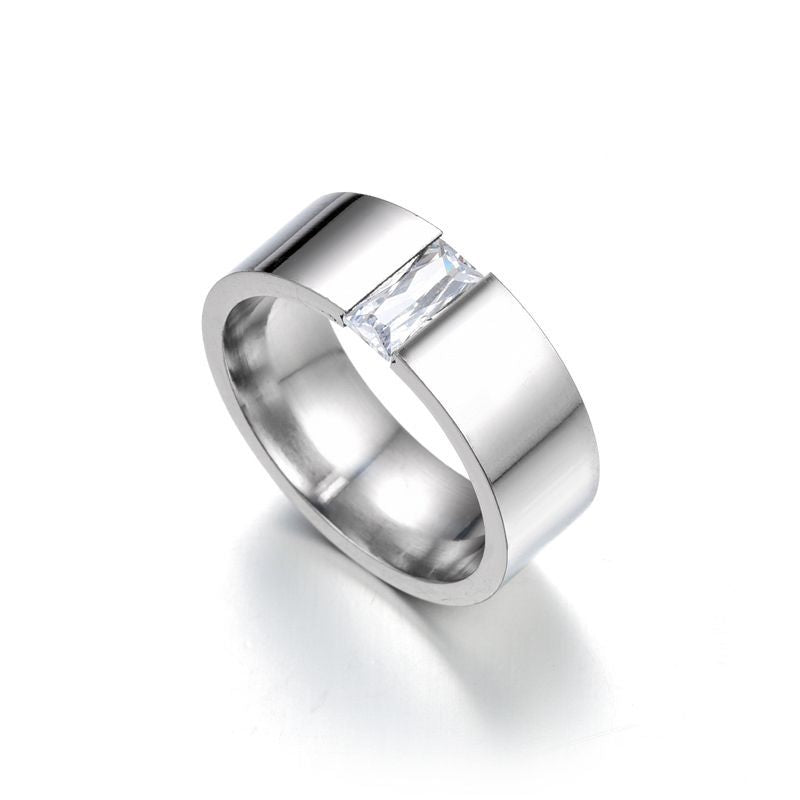 Herren Ring mit modernem, minimalistischen Design und funkelndem Stein Shop Nory