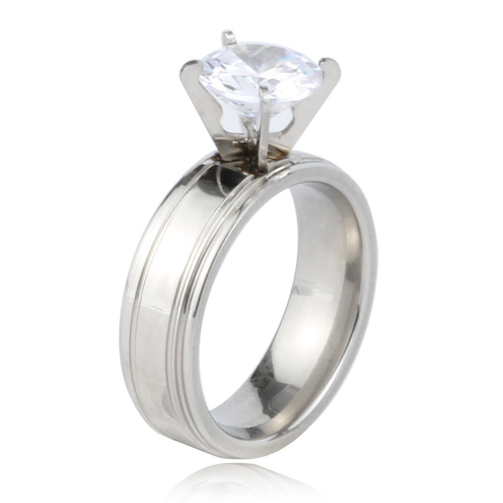 Damen Ring aus hochwertigem Edelstahl mit großem Zirkonia-Shop Nory