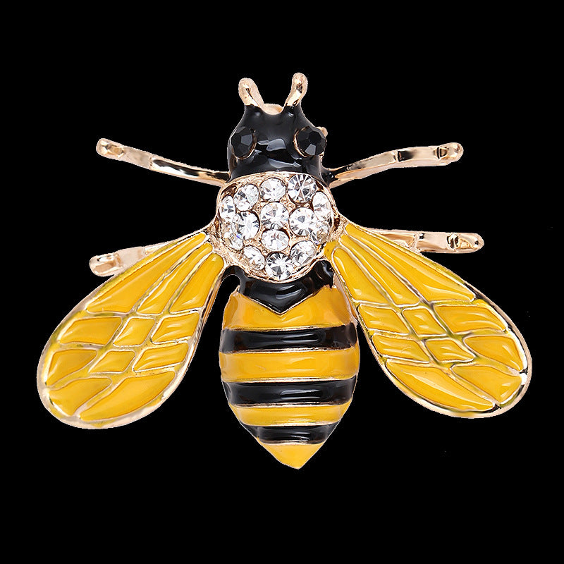 Filigrane Bienenbrosche mit Strassbesatz und Emaille-Details