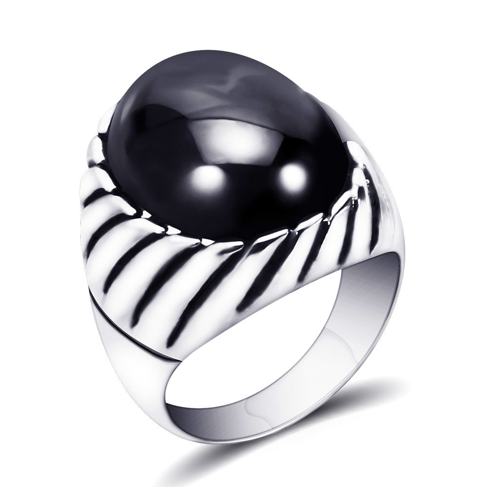 Damen Siegelring mit schwarzem Onyx und kunstvollem Design Shop Nory