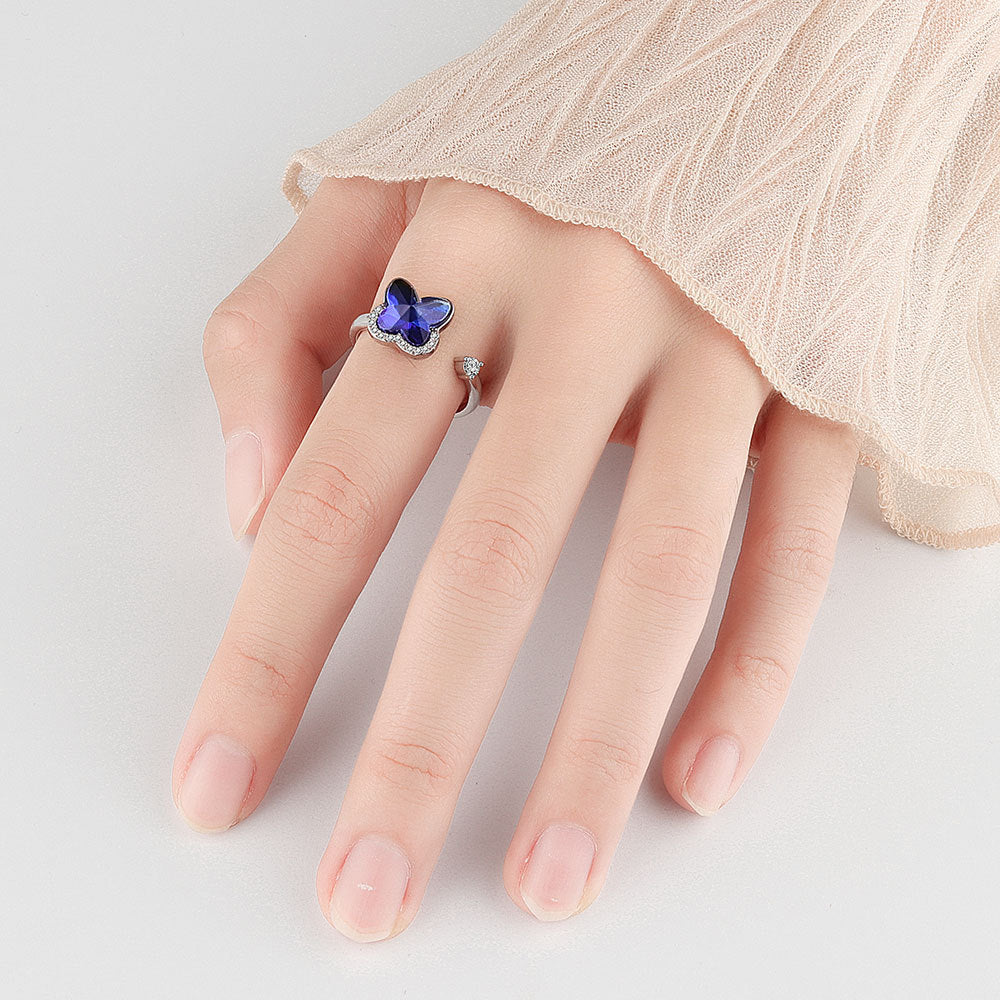 Blauer Schmetterling Einzigartiger Stil Spinner Angst Fidget Spinner Ring für Frauen Großartige Geschenkidee | Shop Nory