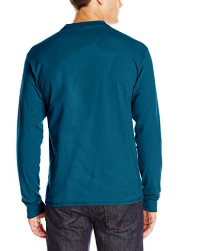 Herren Langarm-Henleyshirt mit Rundhalsausschnitt und dekorativer Knopfleiste Shop Nory