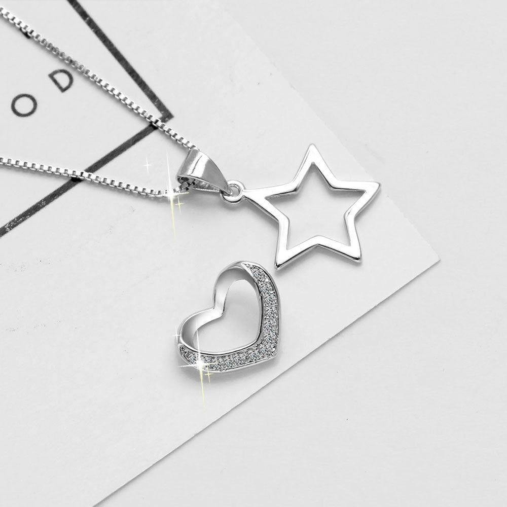 Damen Halskette mit funkelndem Sternenhänger und Herzdesign Shop Nory