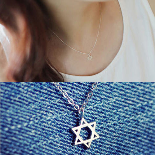 Damen Halskette mit kreativ gestaltetem Davidstern-Anhänger aus hochwertigem Edelstahl Shop Nory