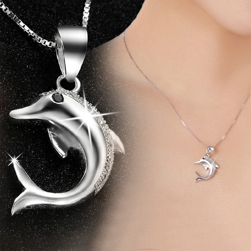 Damen Anhänger aus verschönertem Edelstahl im Delfin-Design Shop Nory