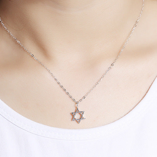Damen Halskette mit kreativ gestaltetem Davidstern-Anhänger aus hochwertigem Edelstahl Shop Nory
