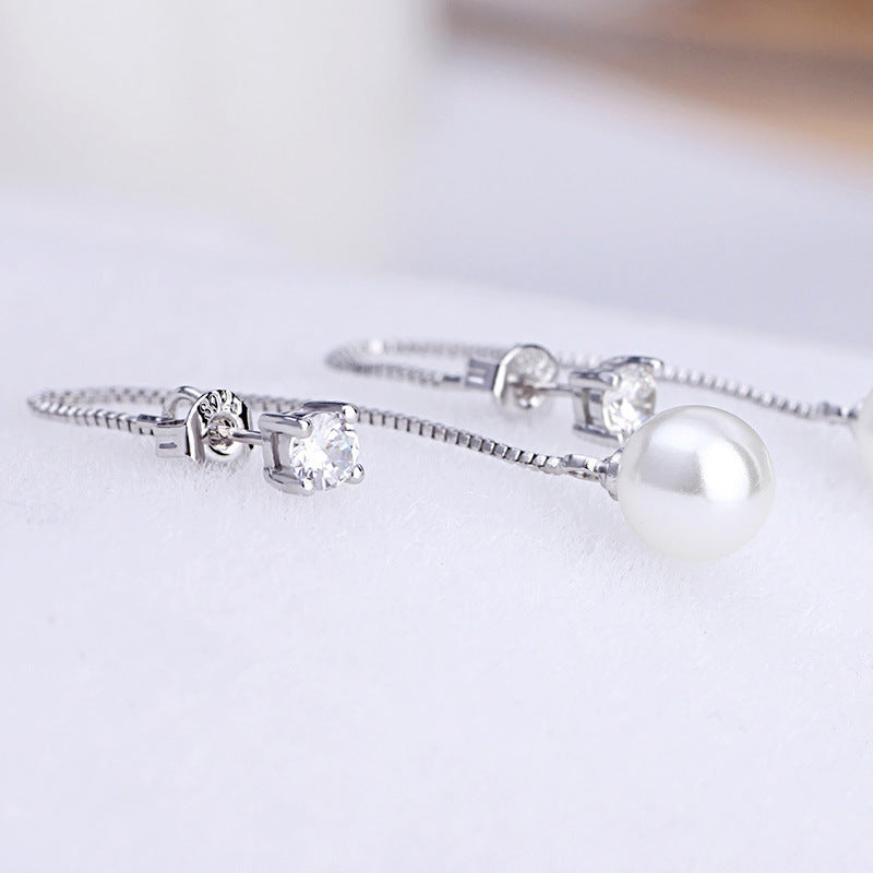 Damen hängende Ohrringe mit elegantem Perlen- und Zirkonia-Design Shop Nory