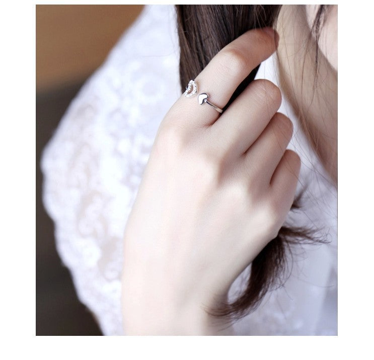 Damen Offener Ring mit herzförmigem Design und funkelnden Zirkonia Shop Nory