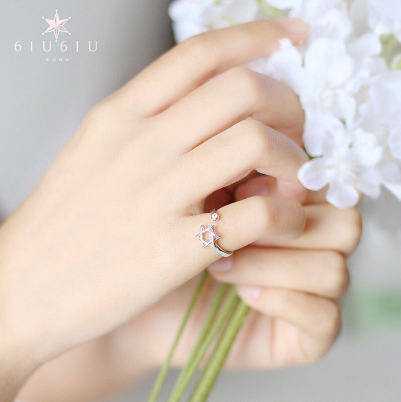Damen Offener Ring mit kunstvollem Sternmotiv und funkelndem Kristall Shop Nory