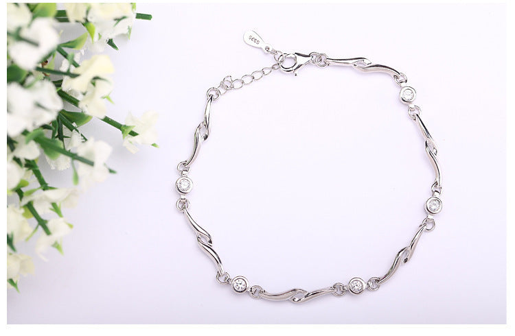 Damen zartes armkettchen mit stilvollem zirkonia-besatz shop nory