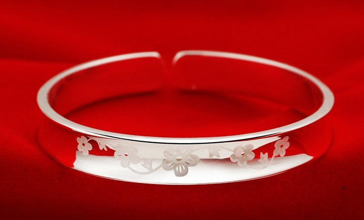 Damen Offener Ring mit floralem Design und glänzender Oberfläche Shop Nory