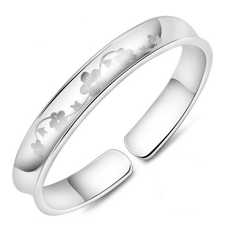 Damen Offener Ring mit floralem Design und glänzender Oberfläche Shop Nory