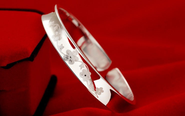 Damen Offener Ring mit floralem Design und glänzender Oberfläche Shop Nory