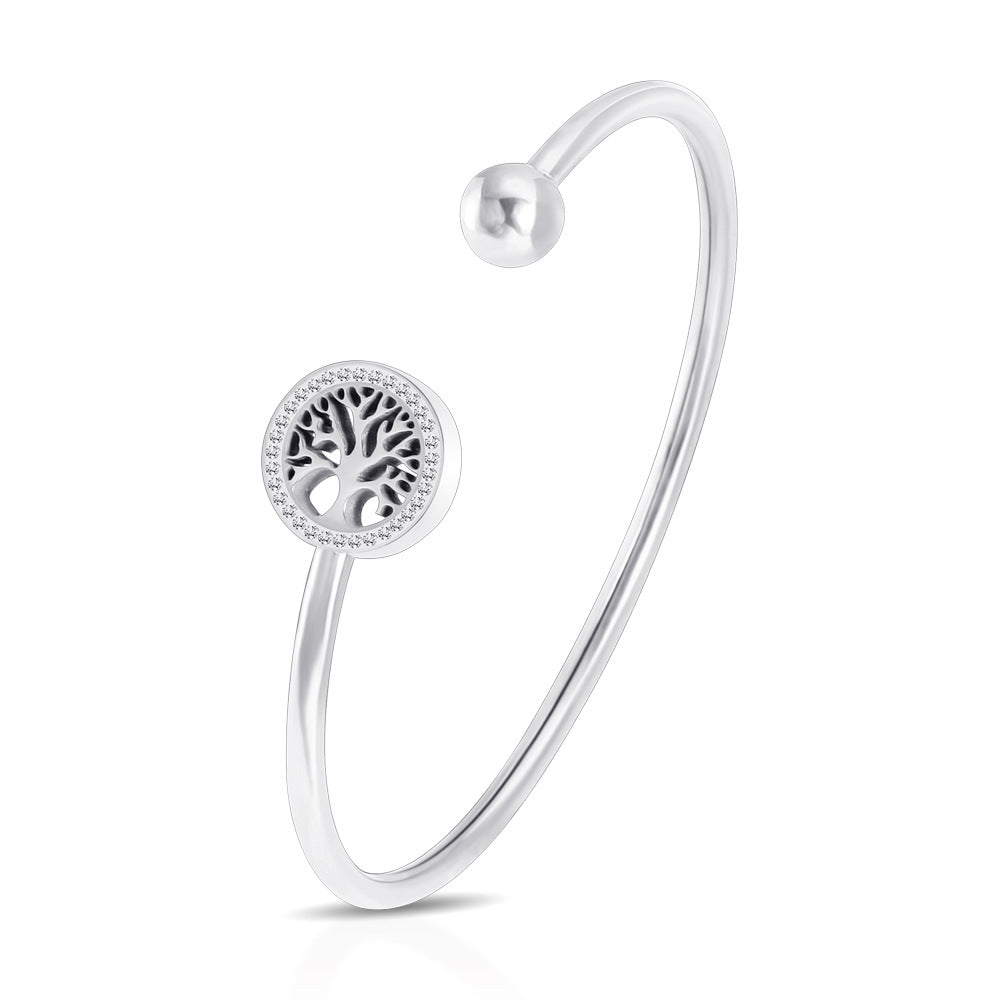 Damen Armreif mit Baum-des-Lebens-Anhänger und Zirkonia-Besatz Shop Nory