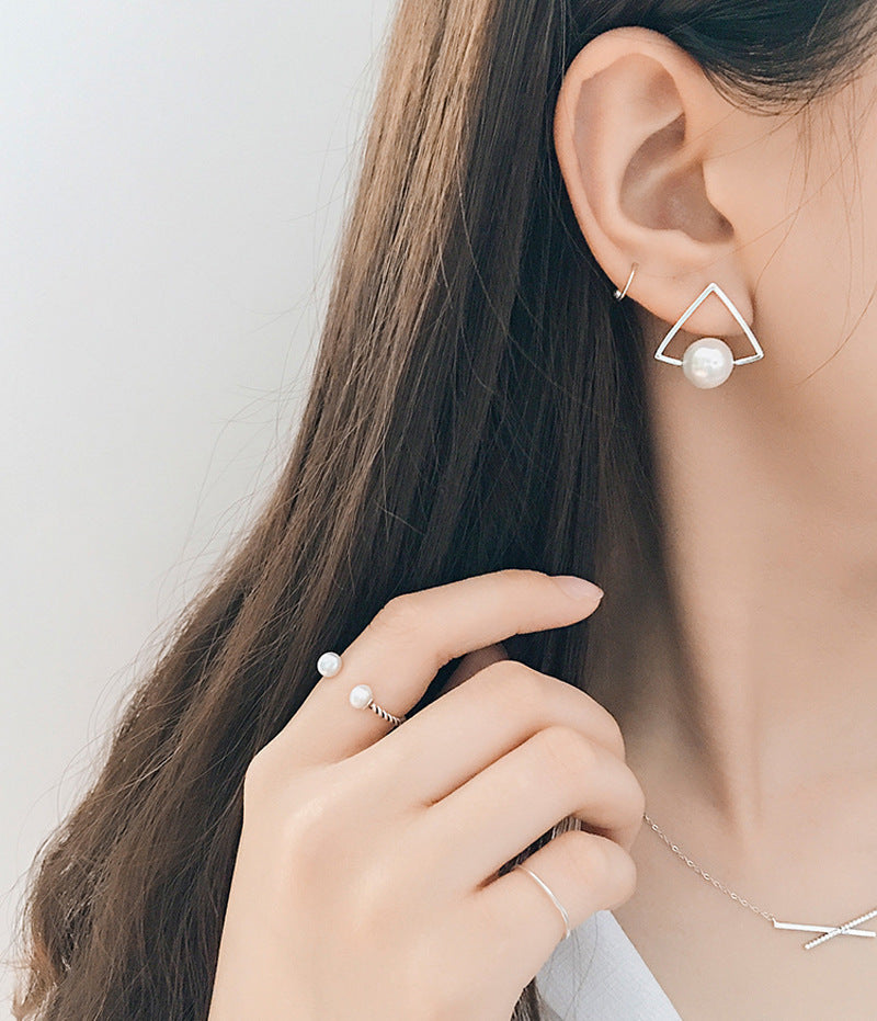 Damen Ohrstecker mit eleganten Dreieck- und Perlenmotiven Shop Nory