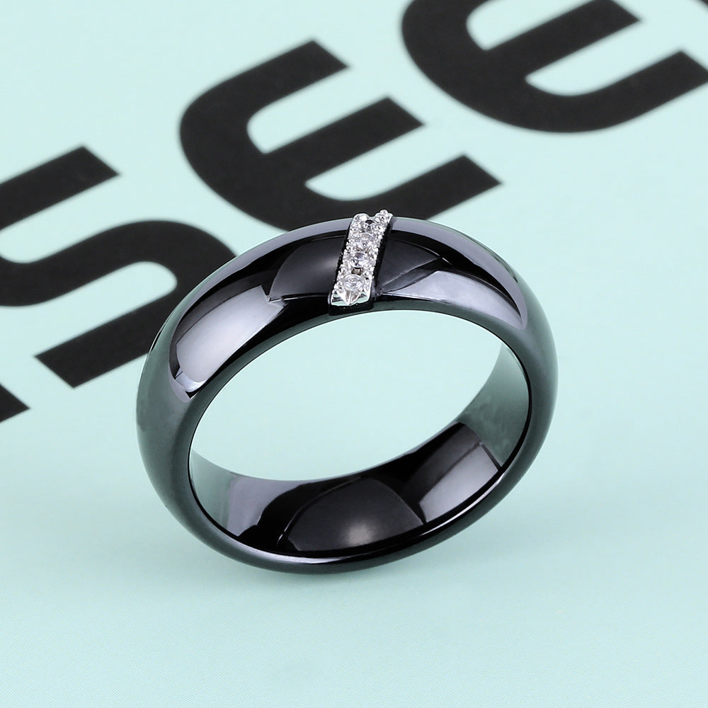 Herren Ring mit elegantem, schwarzem Design und funkelndem Zirkonia-Besatz Shop Nory