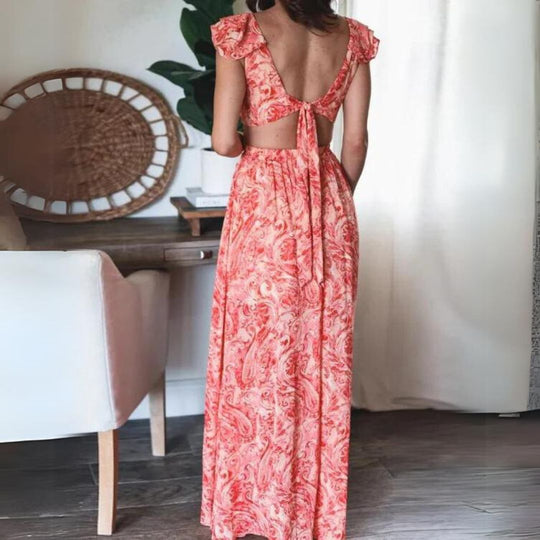 GShopnorylümtes Maxikleid mit Rüschenärmeln und ausgeschnittener Taille