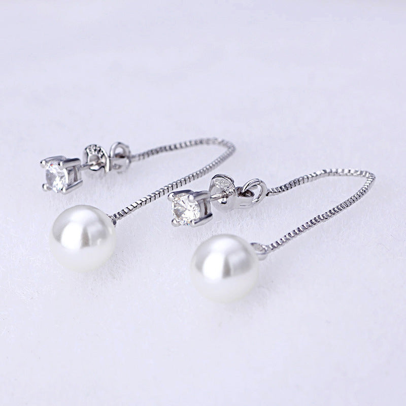 Damen hängende Ohrringe mit elegantem Perlen- und Zirkonia-Design Shop Nory