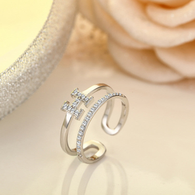 Damen Offener Ring mit elegantem Zirkonia-Besatz und minimalistischem Design Shop Nory