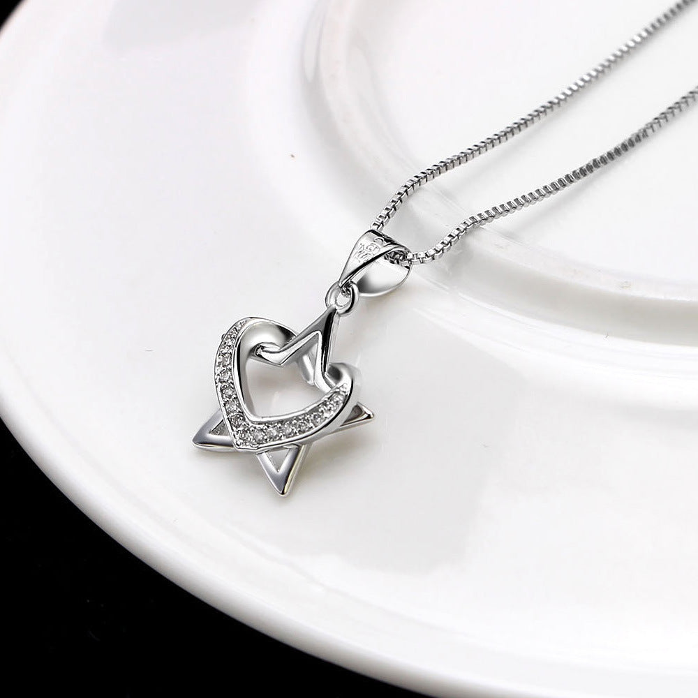 Damen Halskette mit funkelndem Sternenhänger und Herzdesign Shop Nory