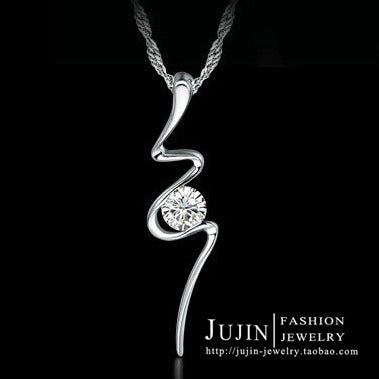Damen elegante Halskette mit geschwungenem Design und funkelndem Zirkonia Shop Nory