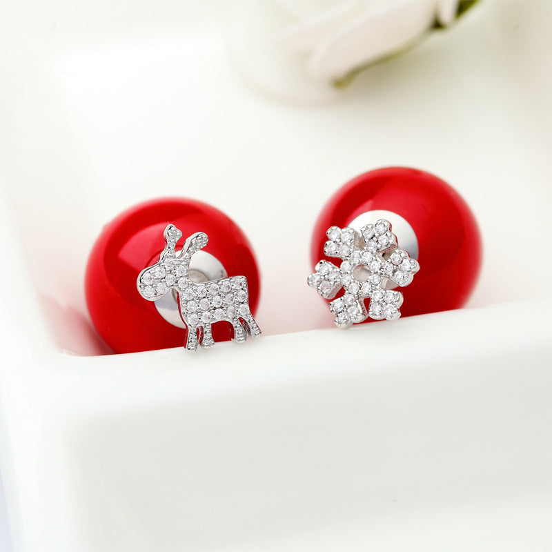 Damen-Ohrstecker mit winterlichem Schneeflocken- und Rentier-Design Shop Nory