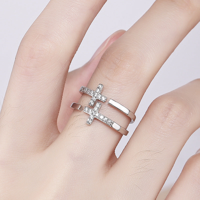 Damen Offener Kreuzring mit funkelnden Zirkonia Shop Nory
