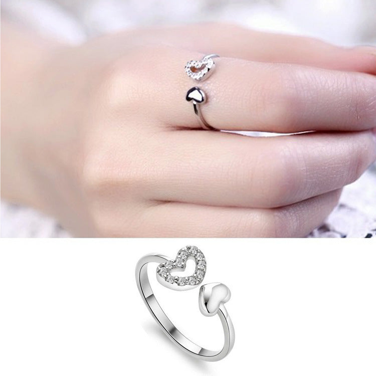 Damen Offener Ring mit herzförmigem Design und funkelnden Zirkonia Shop Nory