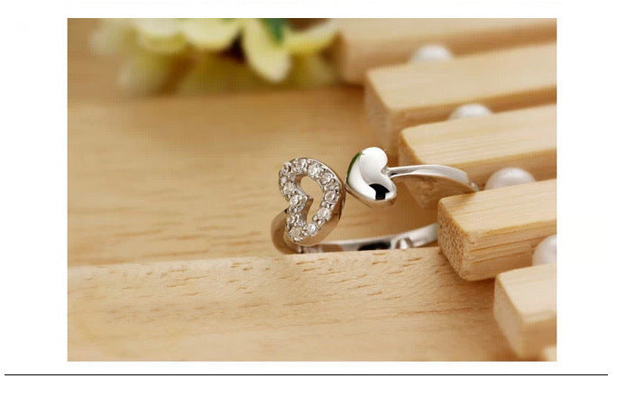 Damen Offener Ring mit herzförmigem Design und funkelnden Zirkonia Shop Nory