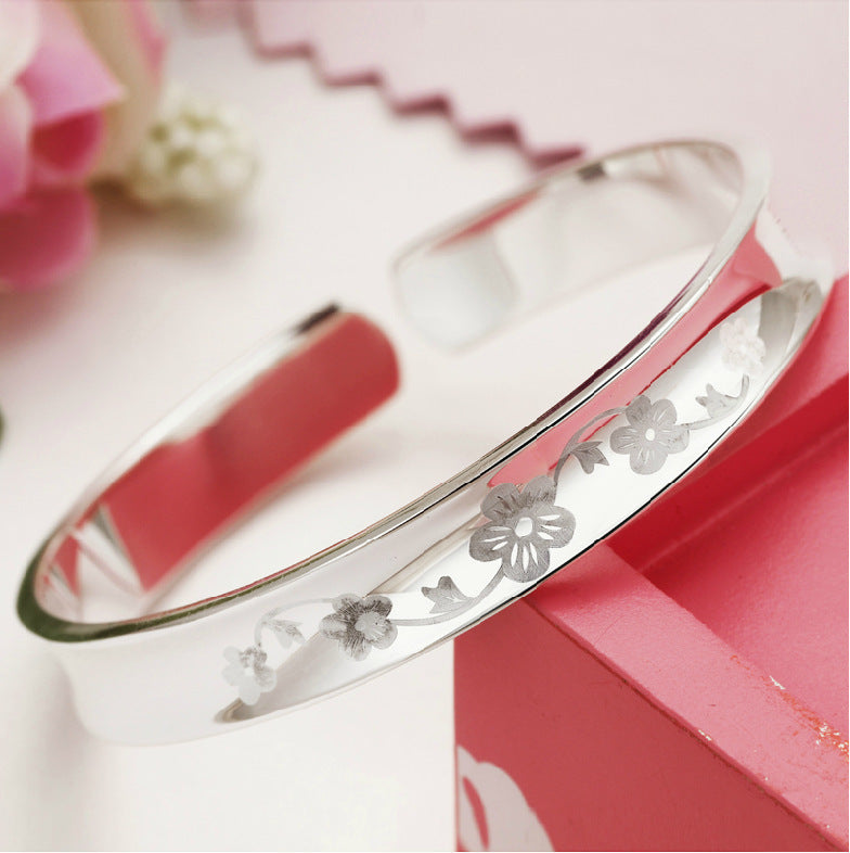 Damen Offener Ring mit floralem Design und glänzender Oberfläche Shop Nory
