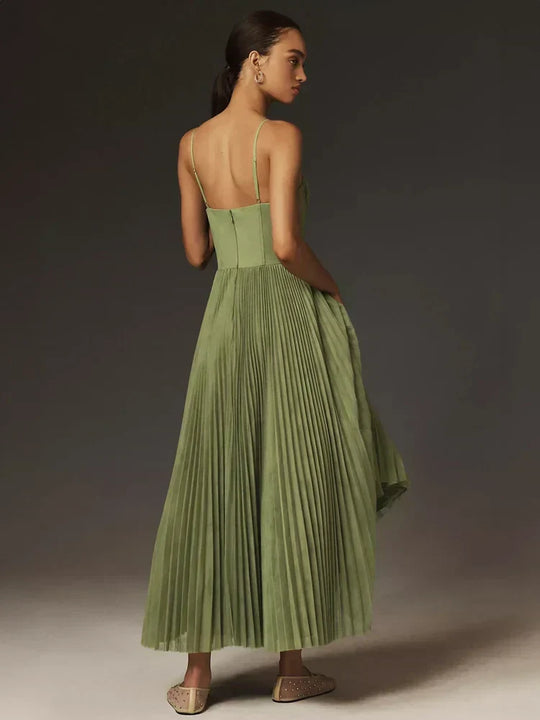 Falten Korsett Midi-Kleid für Damen