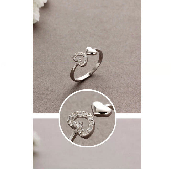 Damen Offener Ring mit herzförmigem Design und funkelnden Zirkonia Shop Nory