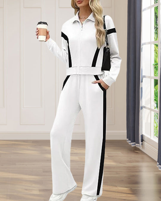 Satz mit Sporty Lässig Stil Merkmalen Von Jacke und Hosen