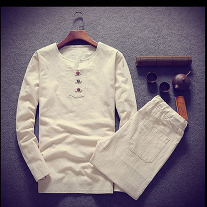 Herren Langärmeliges Henley-Hemd mit Stehkragen, Kurzknopfleiste und Relaxed Fit Shop Nory