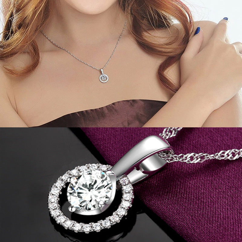Damen Halskette mit funkelndem Kristallanhänger und elegantem Kettendesign Shop Nory