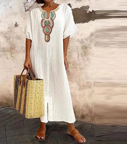 Baumwoll-Leinen-Kleid für Frauen