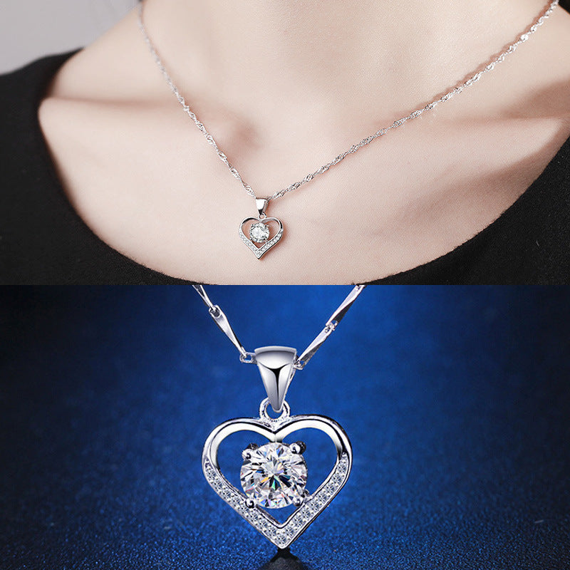 Damen Halskette mit herzförmigem Anhänger und funkelndem Zirkonia-Besatz Shop Nory 1781703091