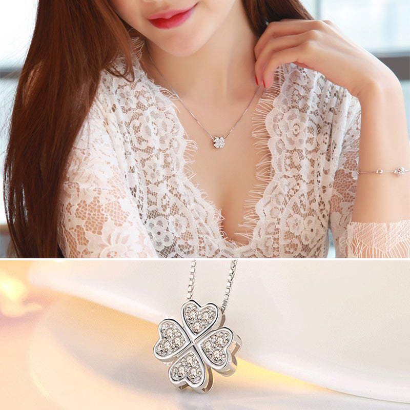 Damen Halskette mit herzförmigem Glücksanhänger und funkelnden Zirkonia Shop Nory
