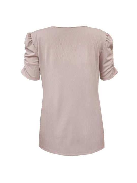 Elegantes Geripptes V-Ausschnitt T-Shirt für Damen