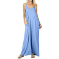 Damen Maxikleid mit verstellbaren Trägern und seitlichen Taschen