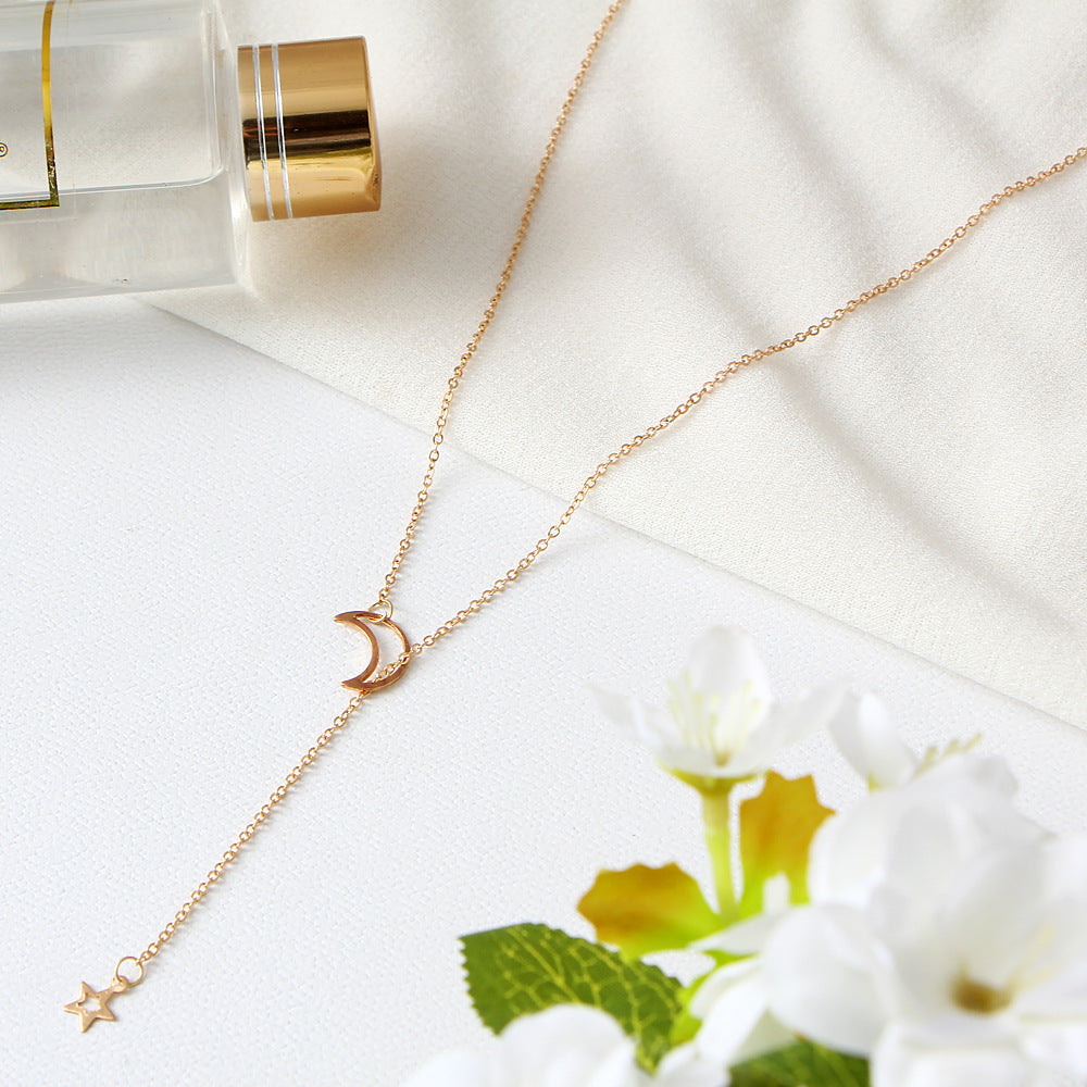Damen Halskette mit Mond- und Sternmotiv Shop Nory