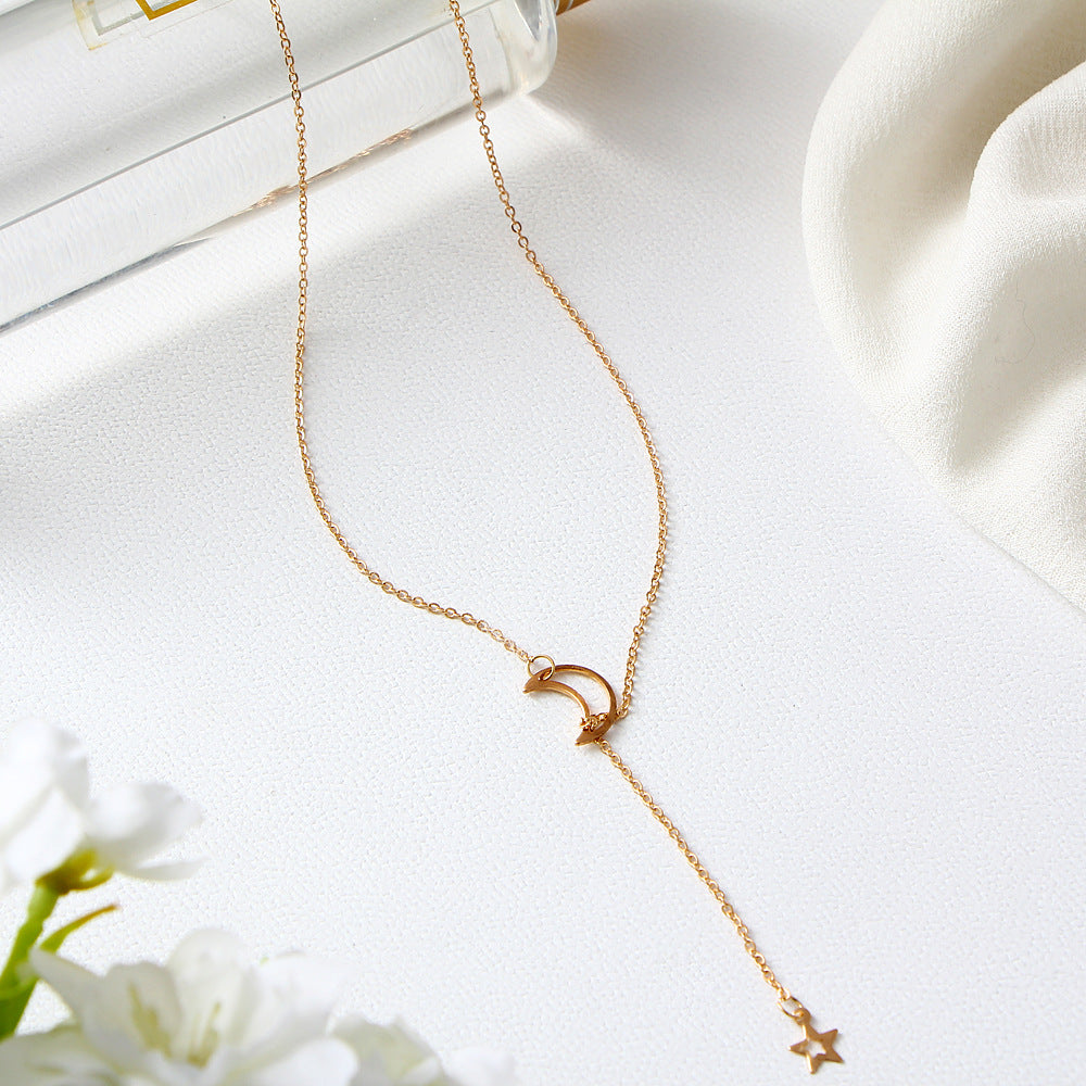 Damen Halskette mit Mond- und Sternmotiv Shop Nory