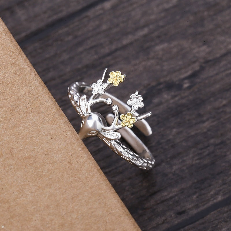 Damen filigraner Ring mit floralen Elementen Shop Nory