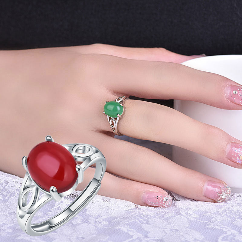Damen Exklusiver Ring mit rotem Edelstein und filigranem Design Shop Nory