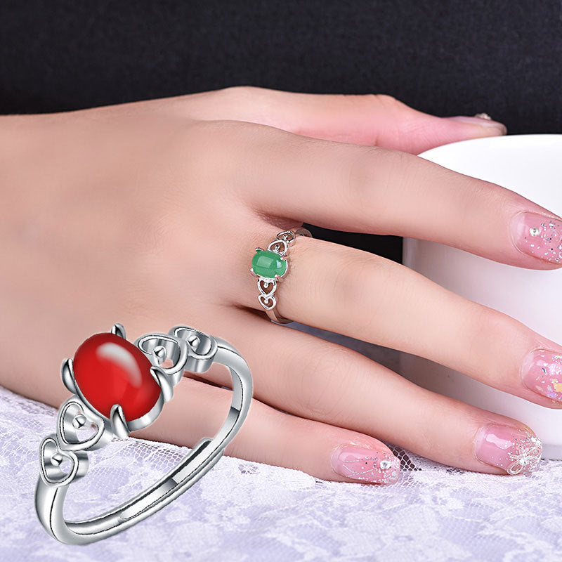 Damen bezaubernder Herzring mit rotem Edelstein Shop Nory