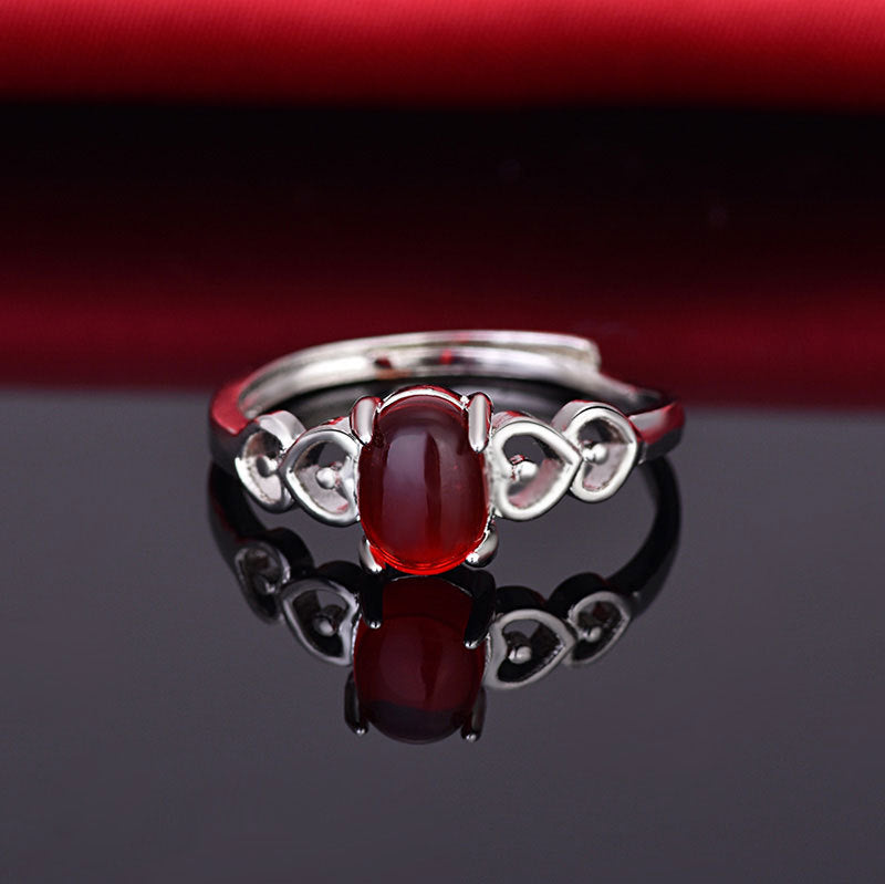 Damen bezaubernder Herzring mit rotem Edelstein Shop Nory
