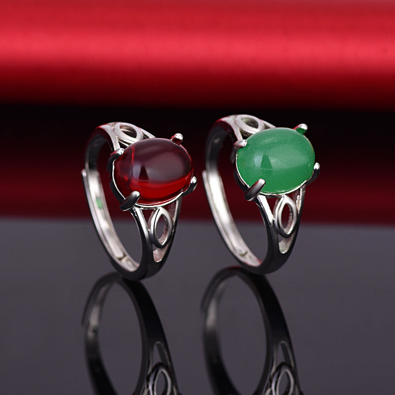 Damen Exklusiver Ring mit rotem Edelstein und filigranem Design Shop Nory
